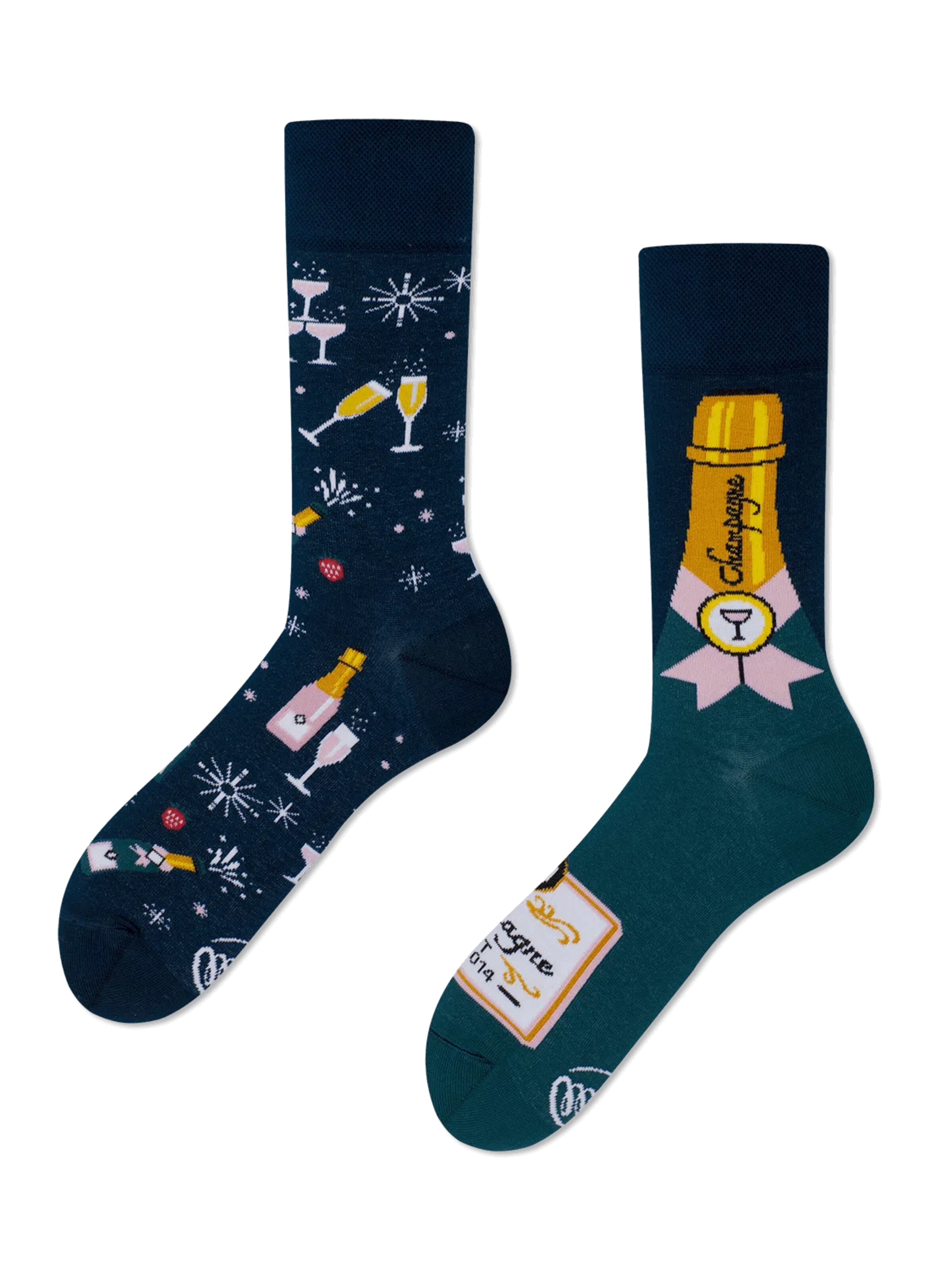 Many Mornings Socken 'Many Mornings Champagne Shower' in Blau: Vorderseite