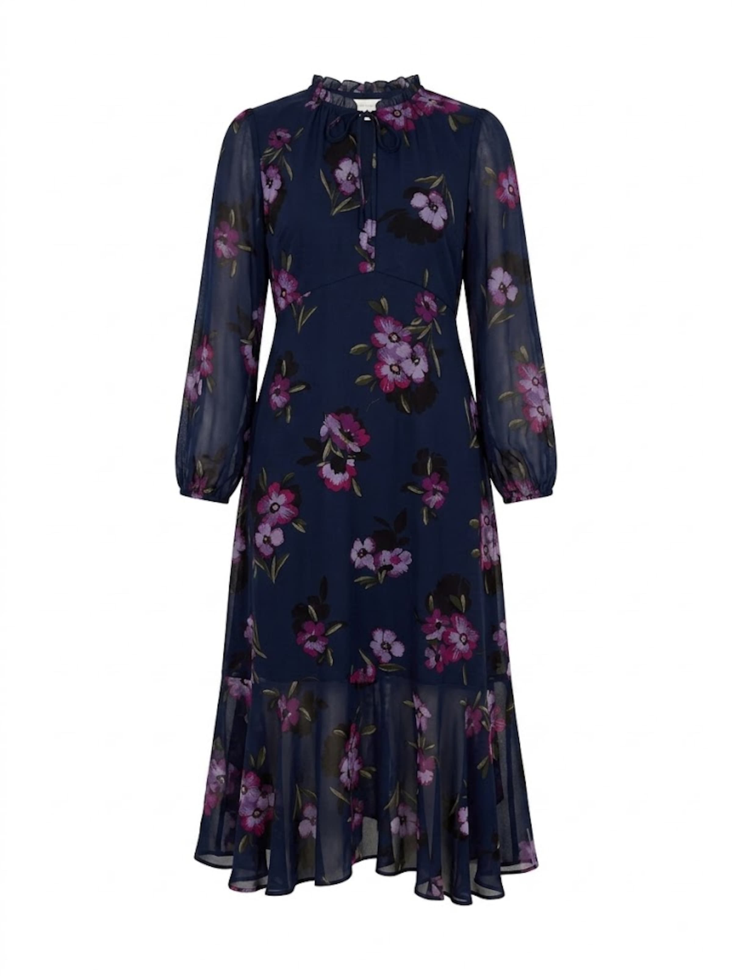 Apricot Floral Print Midi Dress ' ' in Blau: Vorderseite