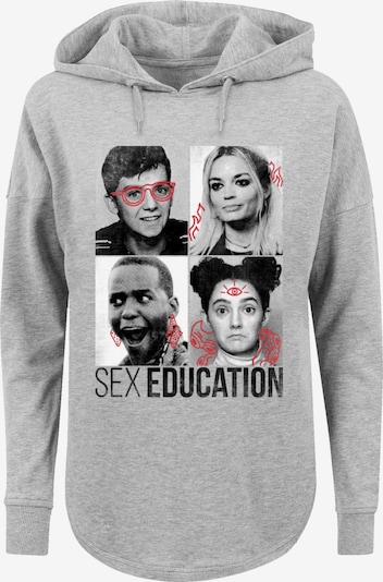 F4NT4STIC Sweatshirt 'Sex Education Class Photos Netflix TV Series' in graumeliert / cranberry / schwarz / weiß, Produktansicht