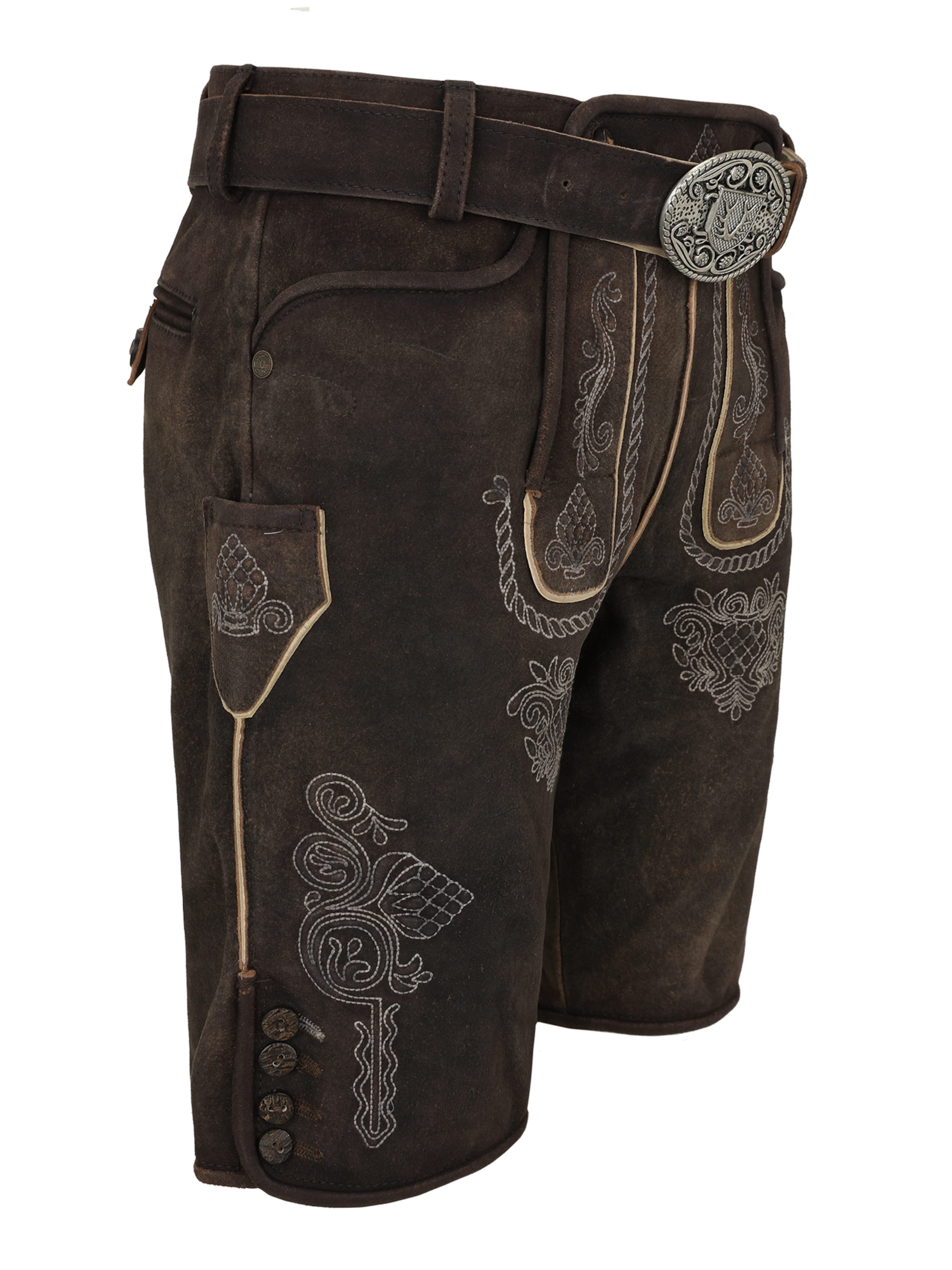 Krüger Buam Slimfit Krojové kalhoty 'Vinc' – hnědá