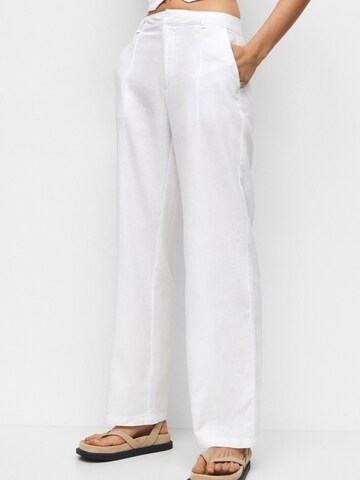 Pull&Bear Wide Leg Bukser i hvid: forside