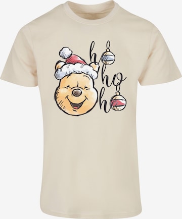 ABSOLUTE CULT Shirt 'Winnie The Pooh - Ho Ho Ho Baubles' in Beige: voorkant