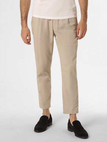 JOOP! Regular Pleat-Front Pants 'Lead' in Beige: front