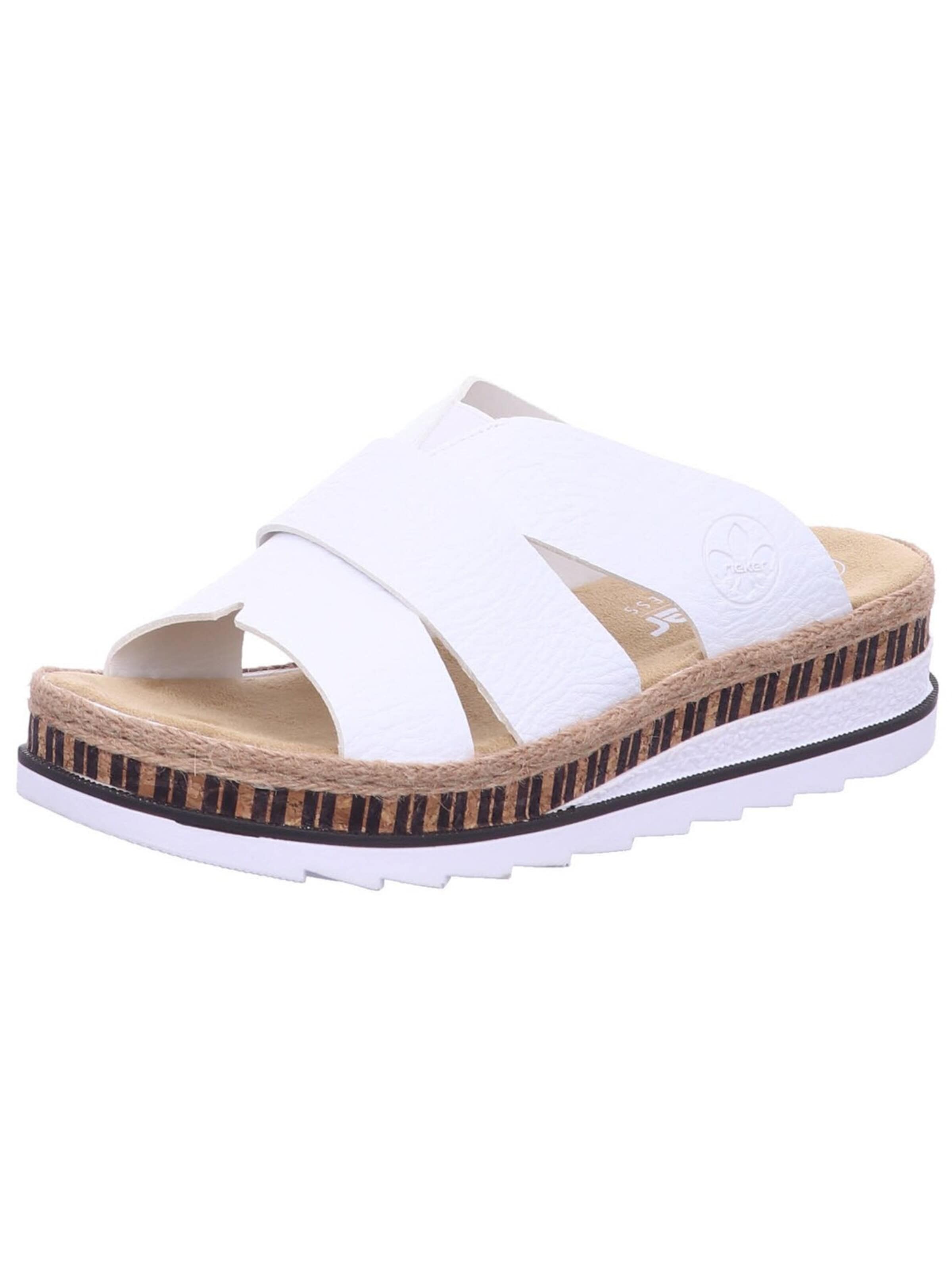 Sandalo con cinturino 'Pantolette Damen V7989 80 Kunststoff (Synthetik) in weiß' di Rieker in bianco: frontale