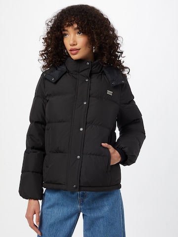 LEVI'S ® Winterjas 'Quinn Mid Down Puffer' in Zwart: voorkant