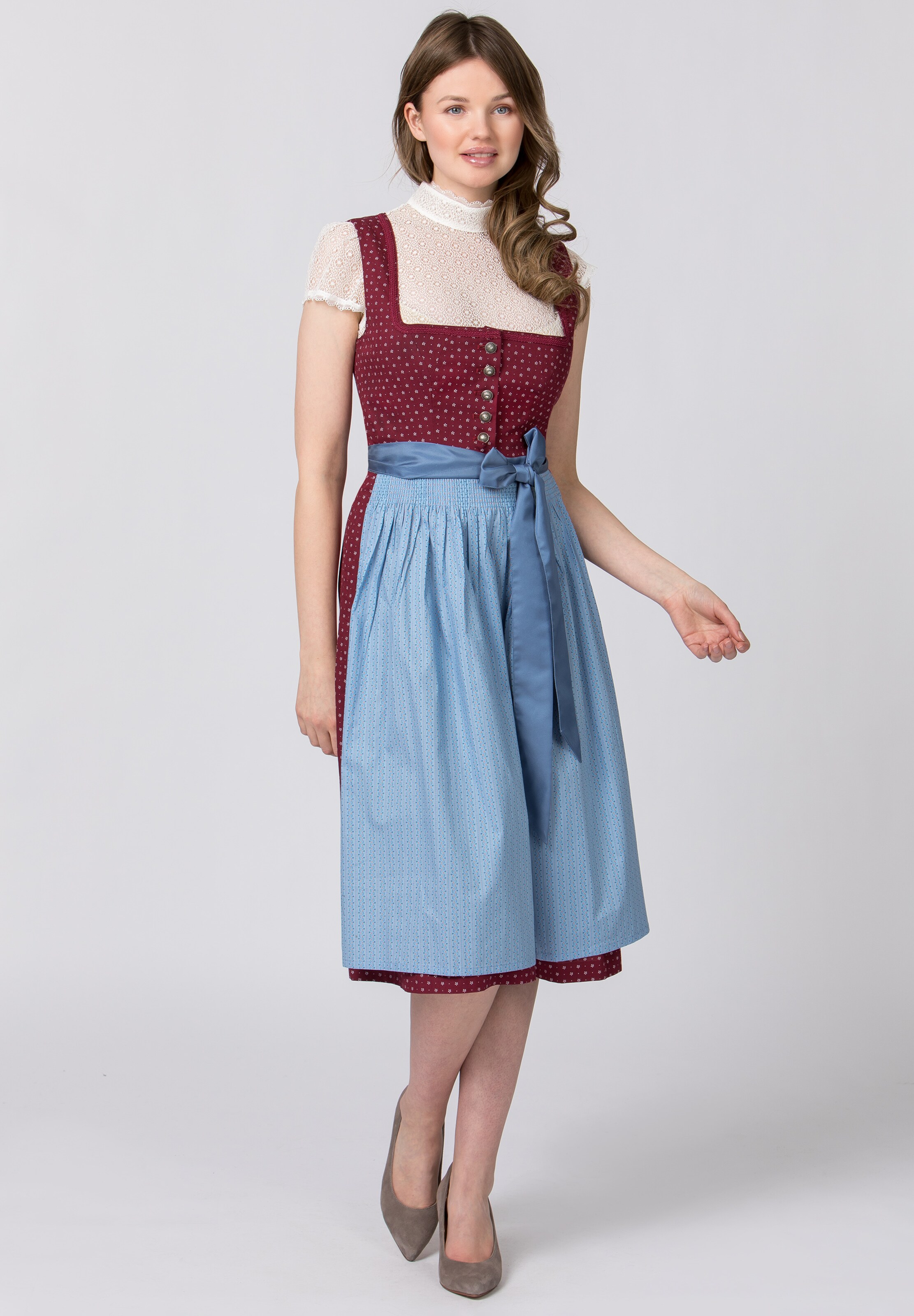Dirndl Femme Traditionnel Oktoberfest - Robe Longue Ajustée Avec Tablier | Tissu Qualité, Coupe élégante - Plusieurs Tailles - 4