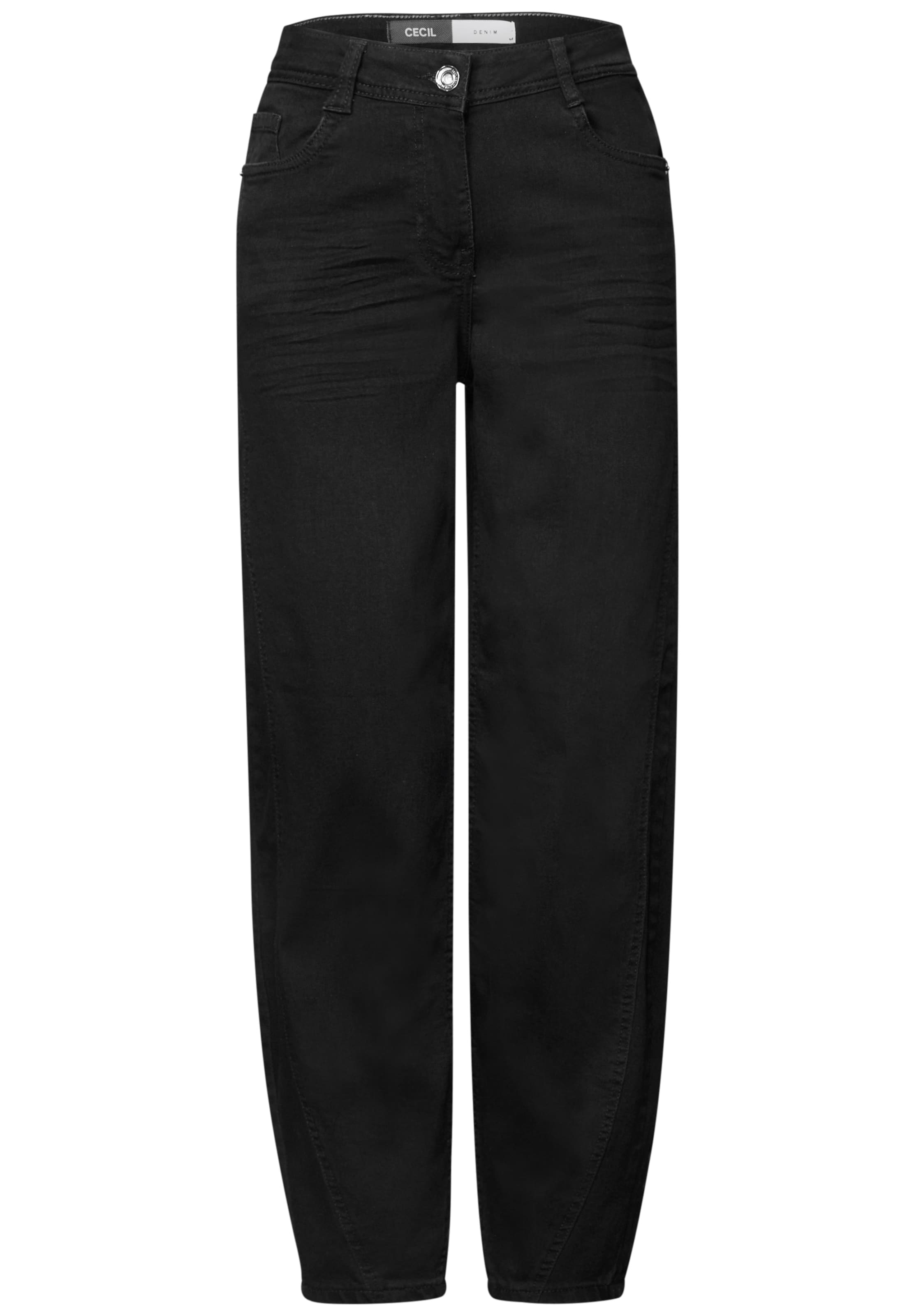 CECIL High Waist Barrel Leg Jeans im Loose Fit in 25/28 in black denim, Produktansicht