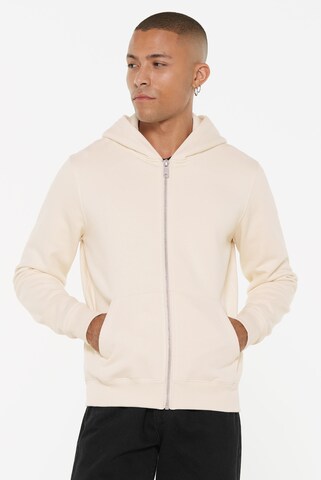 Harlem Soul Zip-Up Hoodie in Beige: front