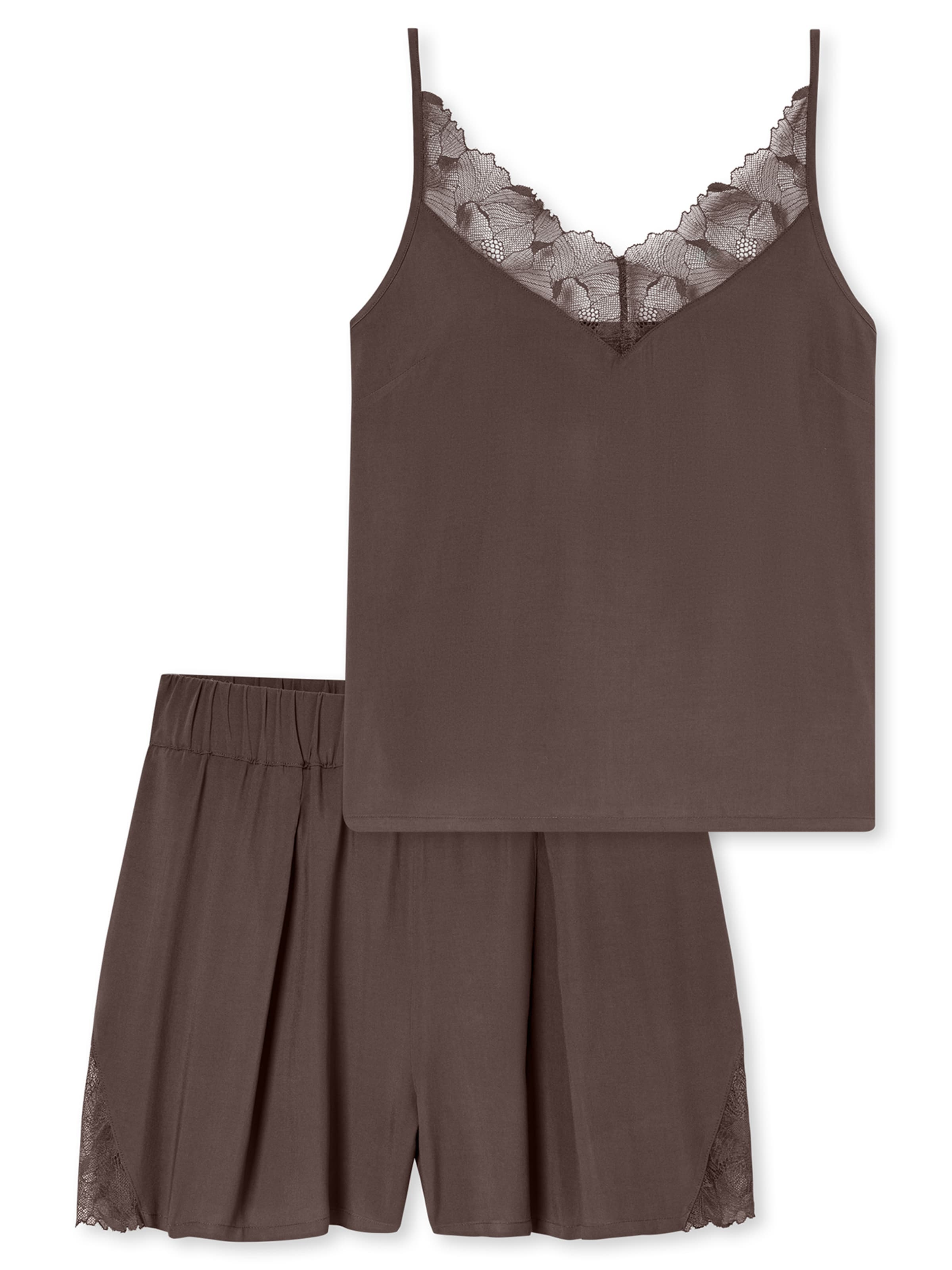 Pyjama ' Modern Lace ' SCHIESSER en marron : devant