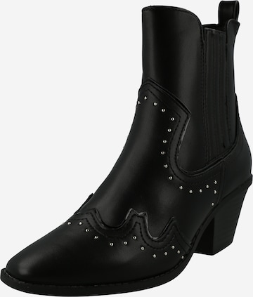 River Island Cowboy Boots in Black: front
