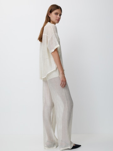 Pull&Bear Wide Leg Hose in Beige