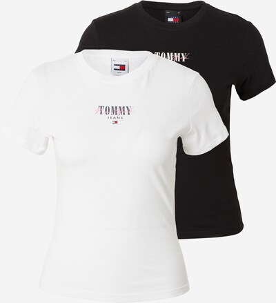 Tommy Jeans T-shirt 'ESSENTIAL' en bleu marine / rose / noir / blanc, Vue avec produit