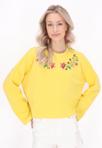 Sweat-shirt 'Boho' IZIA en jaune : devant