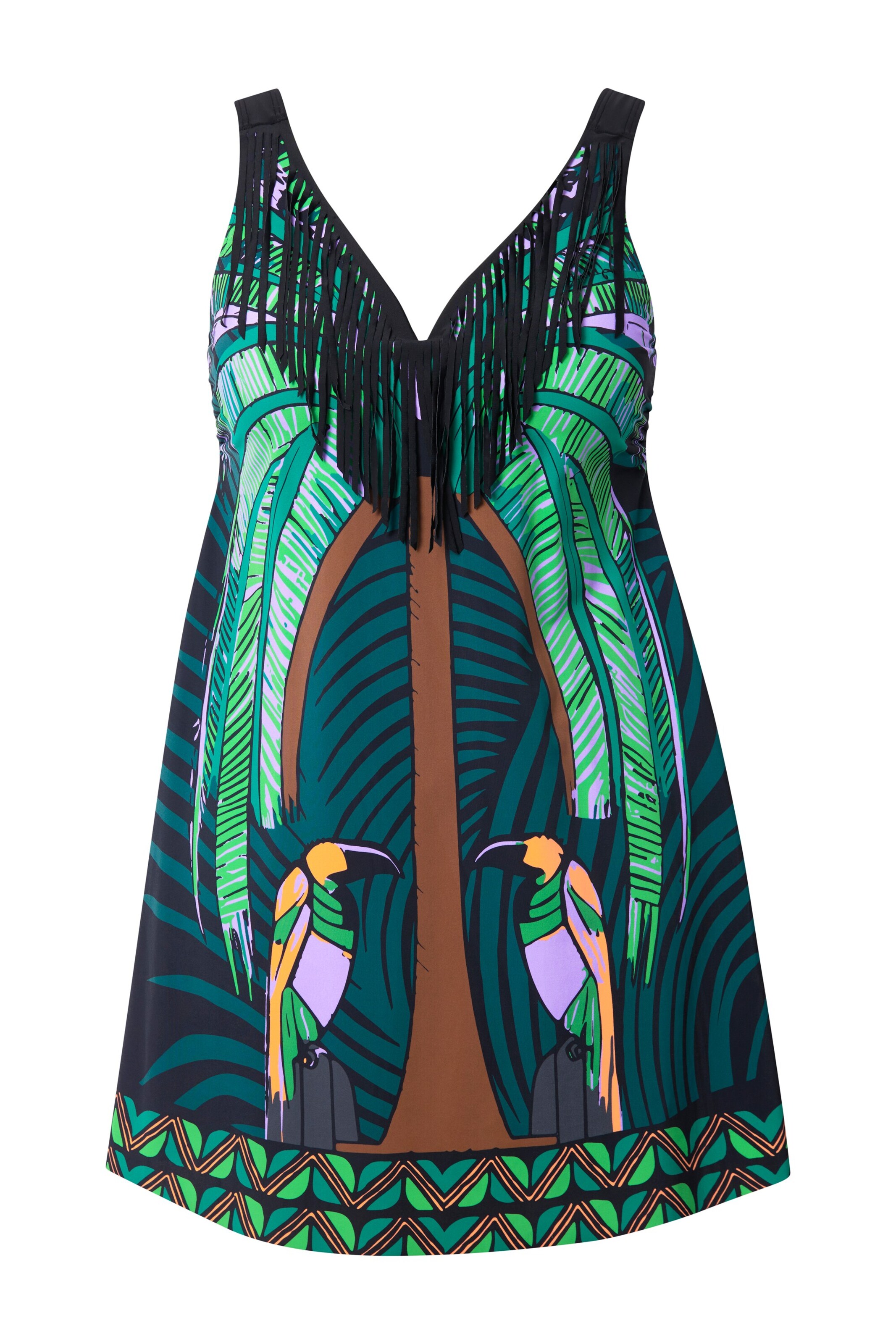 Ulla Popken T-shirt Badpakjurk in Groen: voorkant