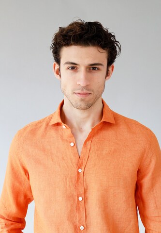 Black Label Shirt Regular fit Button Up Shirt 'Nubia' in Orange