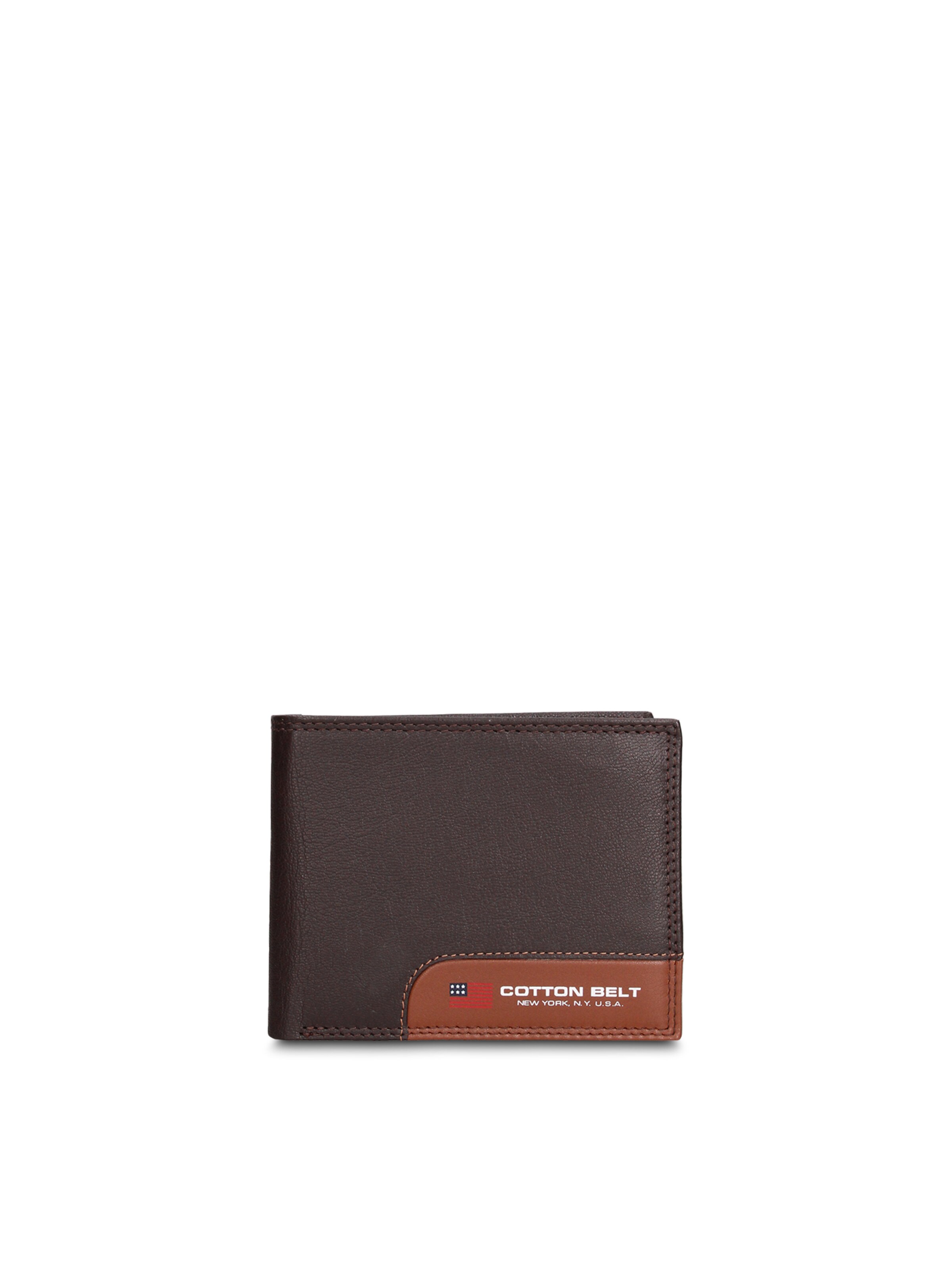 Portamonete 'Portafoglio Uomo Vera Pelle Bicolore Cotton Belt - Compatto e Elegante' di cotton belt in marrone: frontale