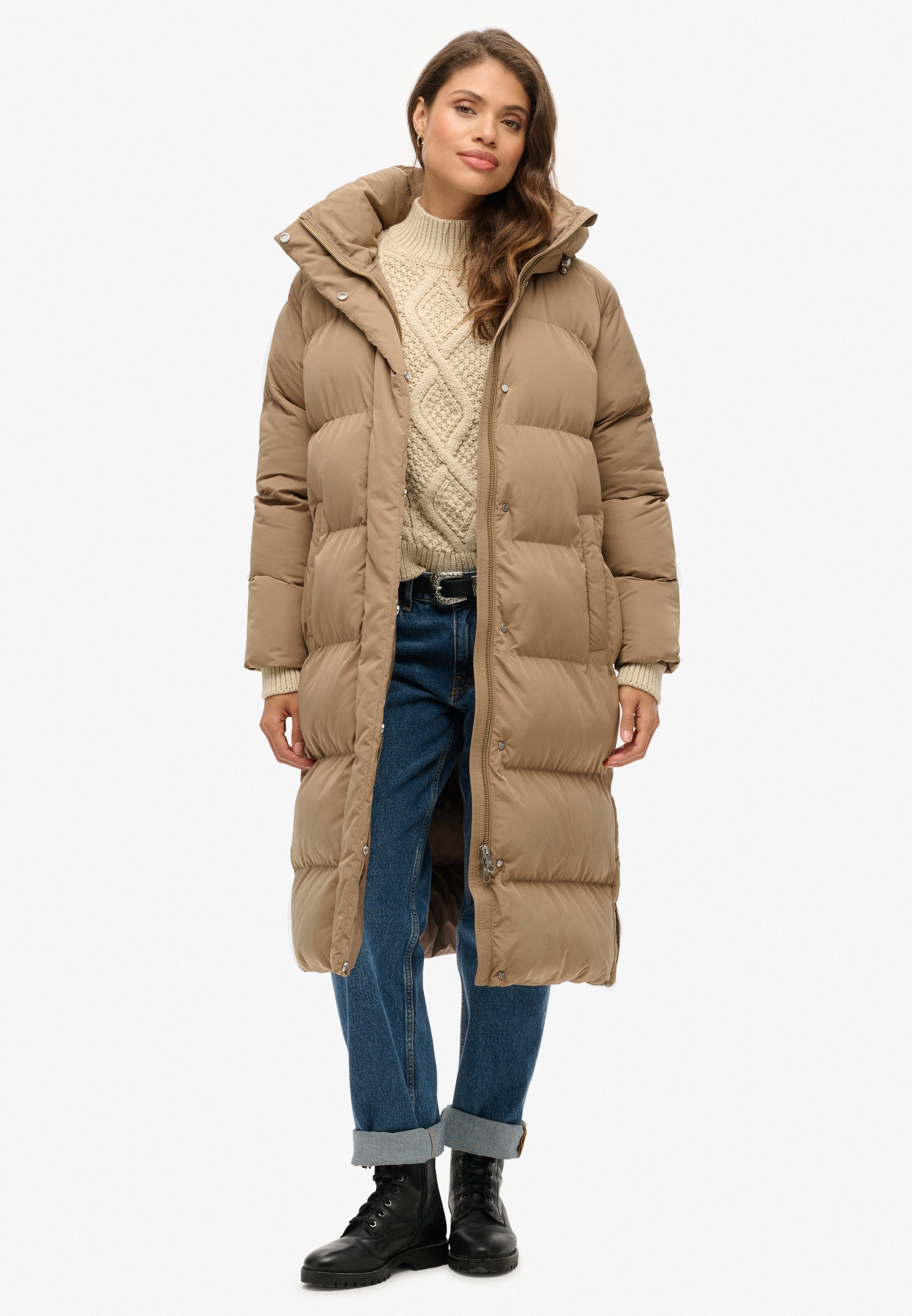 Manteau mi-saison Superdry en marron : devant