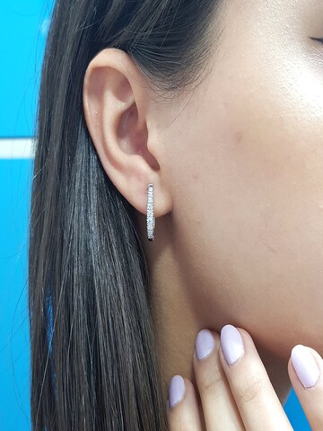EinStein Diamant Earrings 'Diamant Creolen Tulpe Reco Brillant-Schliff in 14 Karat Weißgold' in Gold: front