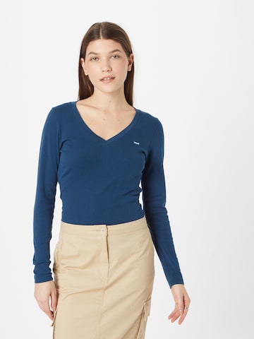 LEVI'S ® Тениска 'Long Sleeve V-Neck Baby Tee' в синьо: отпред