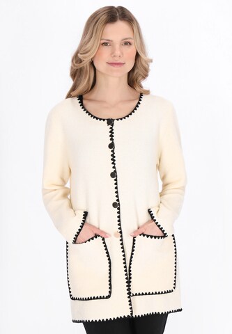 usha BLACK LABEL Gebreid vest in Wit: voorkant