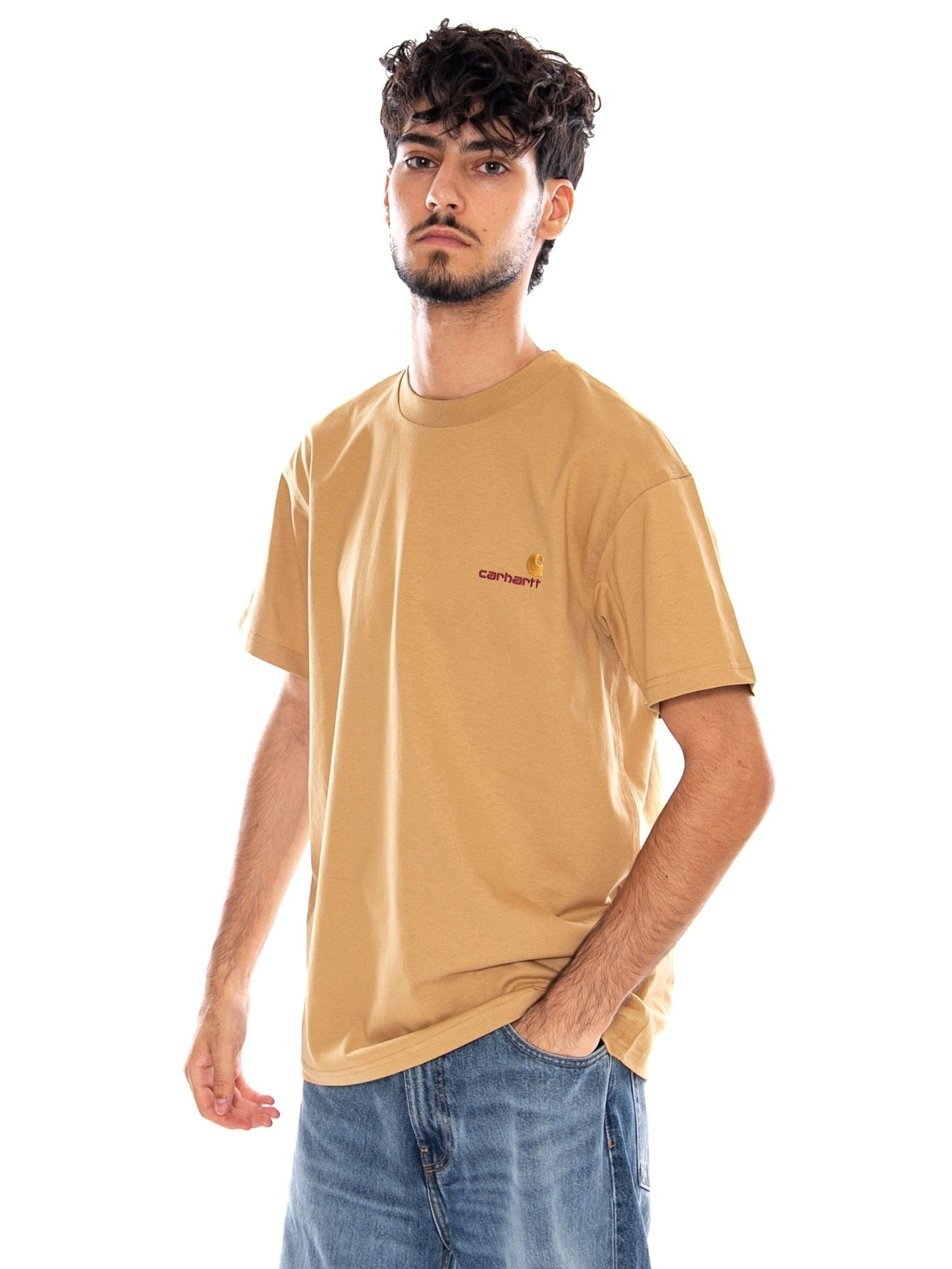 Carhartt WIP Koszulka 'S/S American Script T-Shirt WIP Dusty H' w kolorze żółty