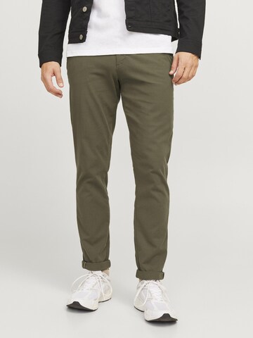 Coupe slim Pantalon chino JACK & JONES en vert : devant
