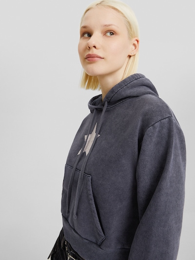 Bershka Sweatshirt in dunkelgrau / offwhite, Produktansicht