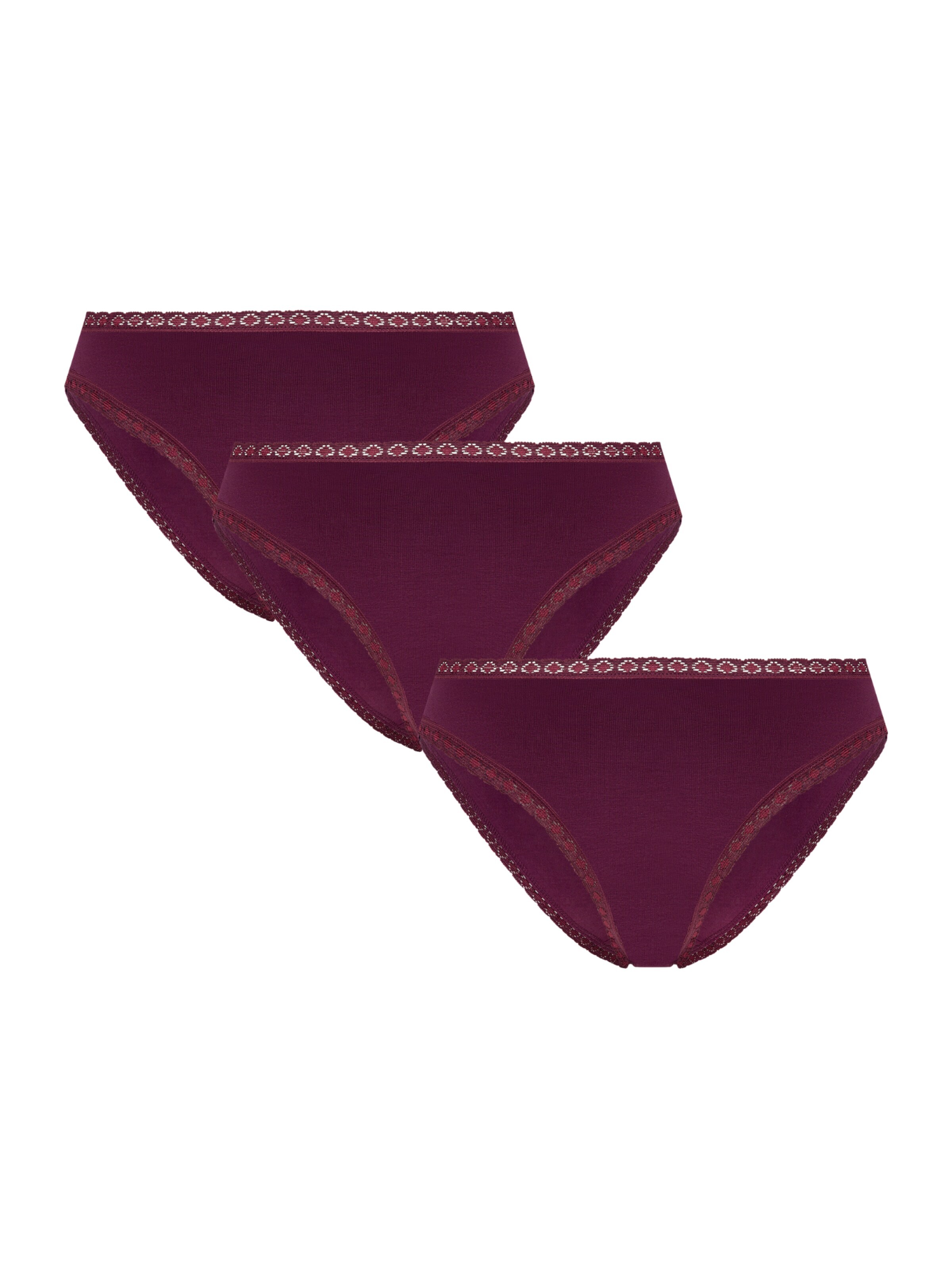 Albero Natur Panty 'Bio-Baumwoll-Slip mit Spitze – 3er Pack' in Purple: front
