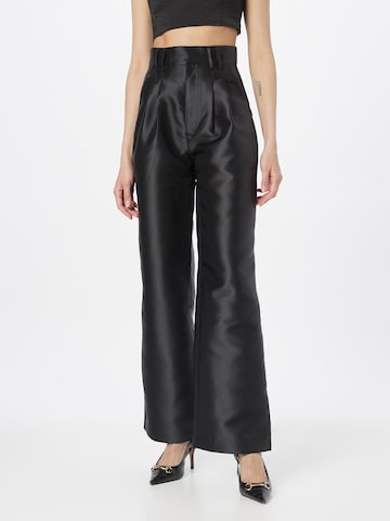 Warehouse Regular Trousers with creases in Black: front
