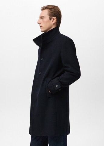 MANGO MAN Between-Seasons Coat 'Funnel' in Blue