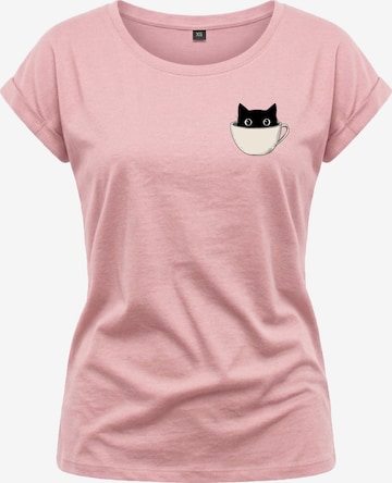 MAKAYA Shirt 'Cup Cat' in Pink: front