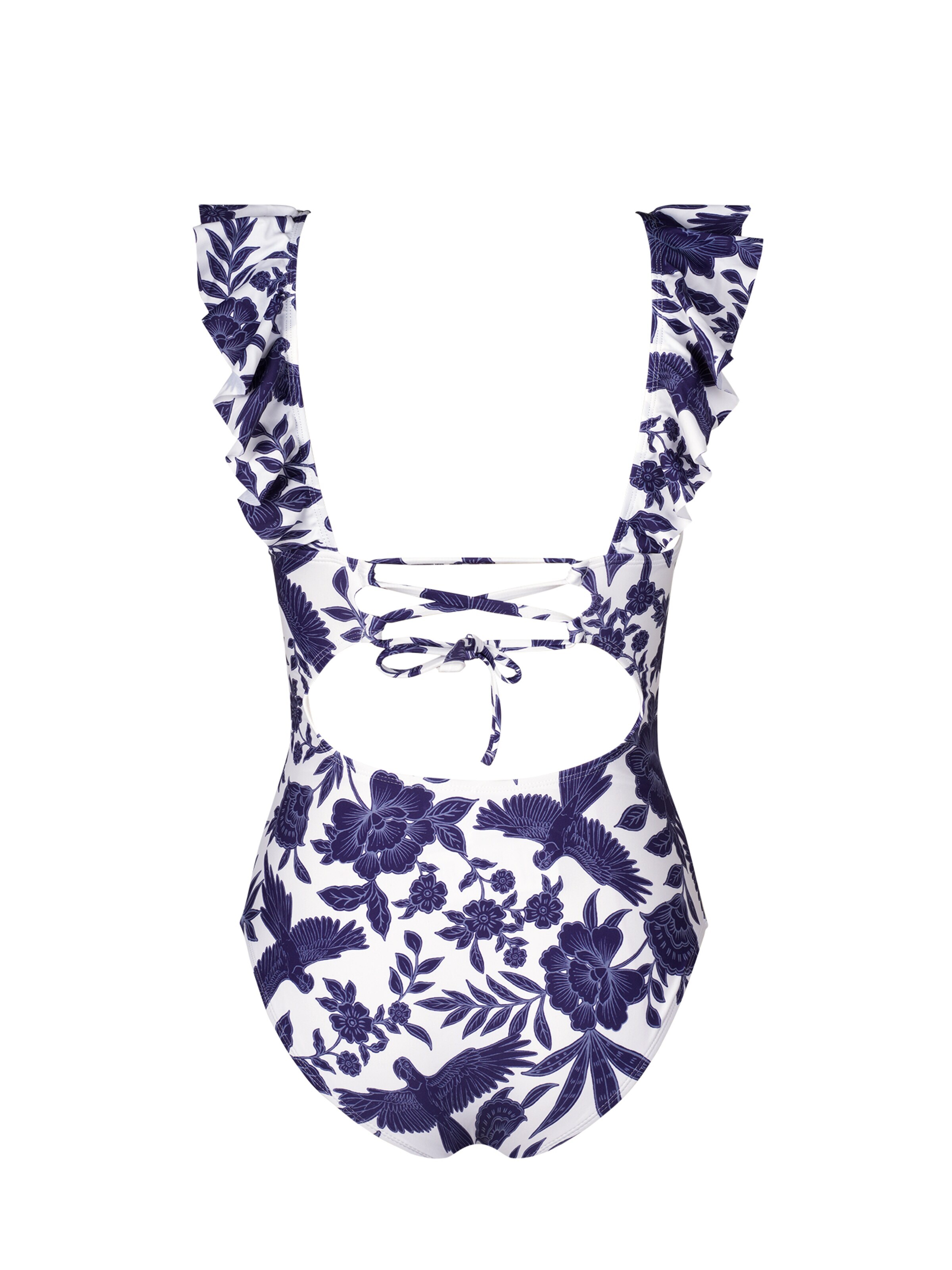 Cupshe Triangel Badeanzug 'Navy flower'‌ in Blau