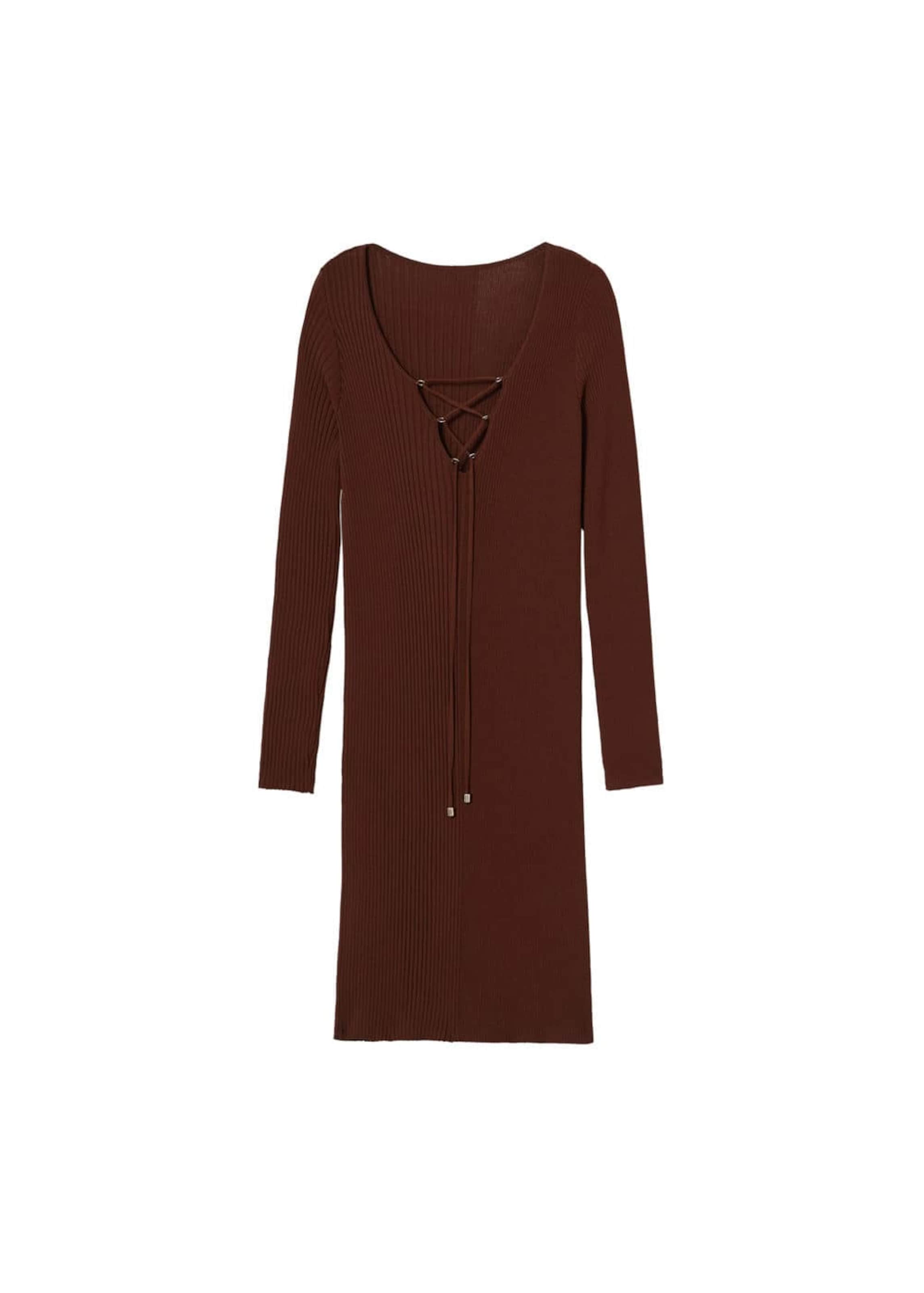 MANGO Strickkleid 'Matilda' in Braun: Vorderseite