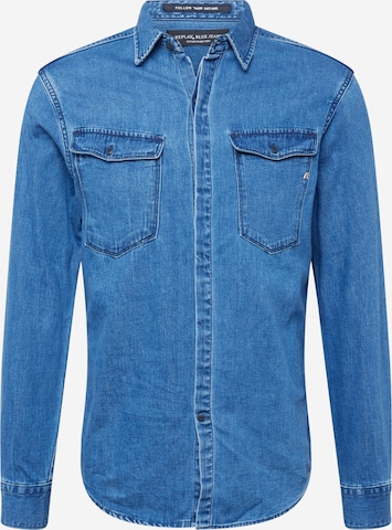 Coupe regular Chemise 'Shirt' REPLAY en bleu : devant