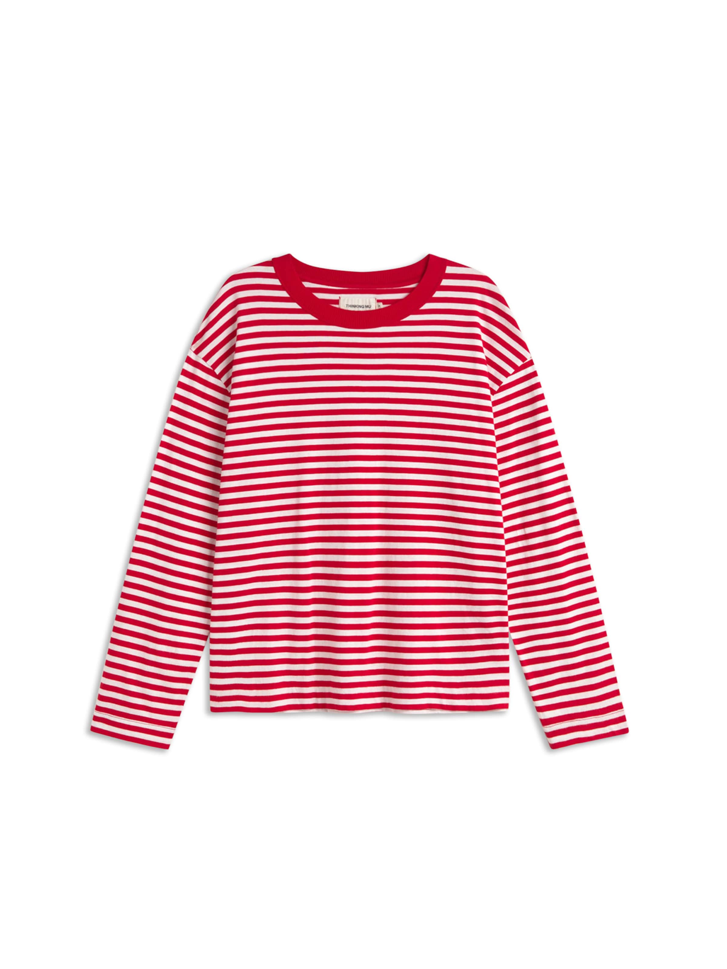 Thinking MU T-shirt 'EMILI' en rouge / blanc, Vue avec produit