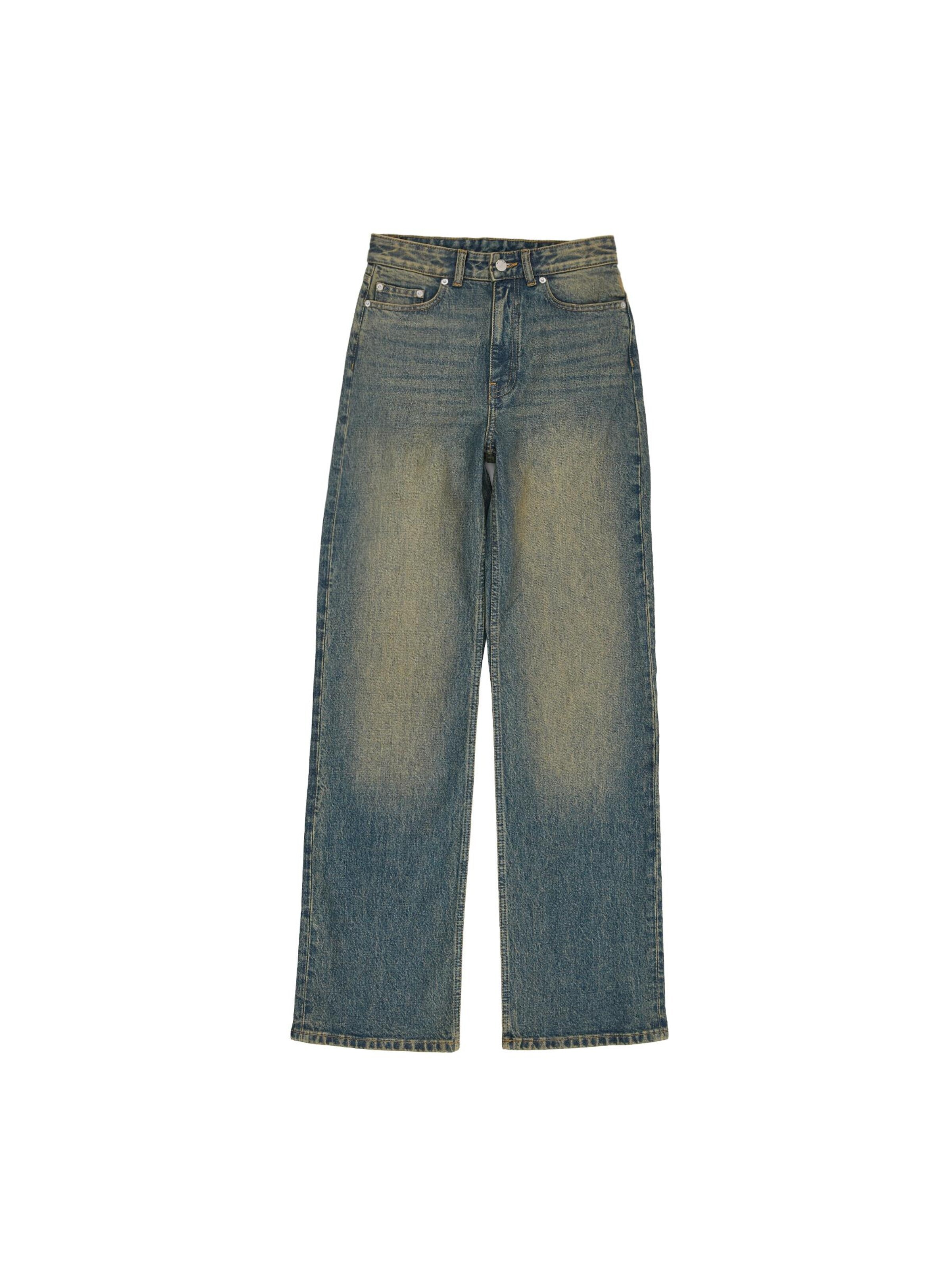 Dr. Denim Jeans 'Echo High Straight' in Bruin: voorkant