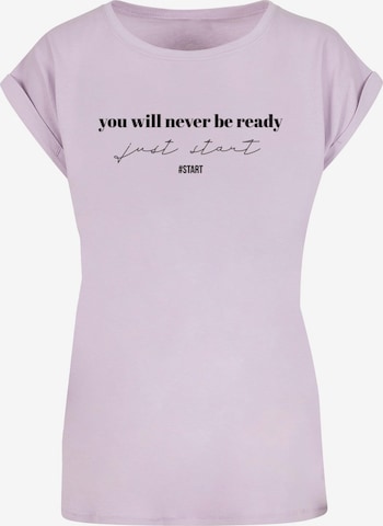 Merchcode Shirt 'Just Start' in Lila: voorkant