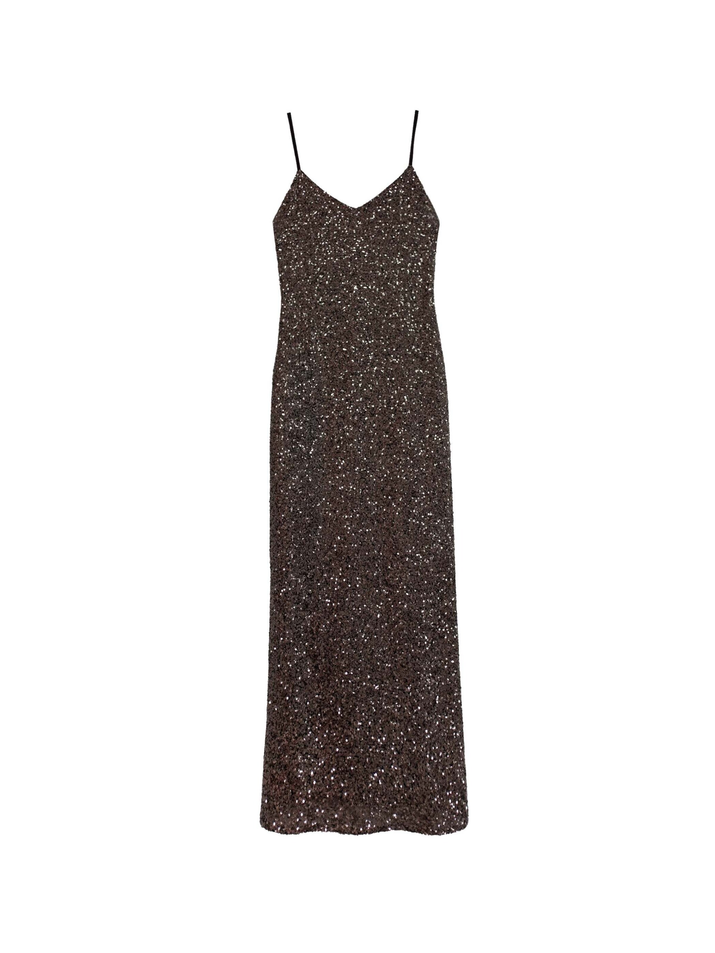 THE-ARE - Vestido de noche en gris: frente