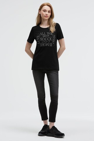 Soccx T-Shirt mit Rundhalsausschnitt und Artwork in Schwarz