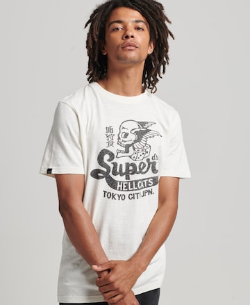 T-Shirt 'Blackout Rock' Superdry en blanc : devant