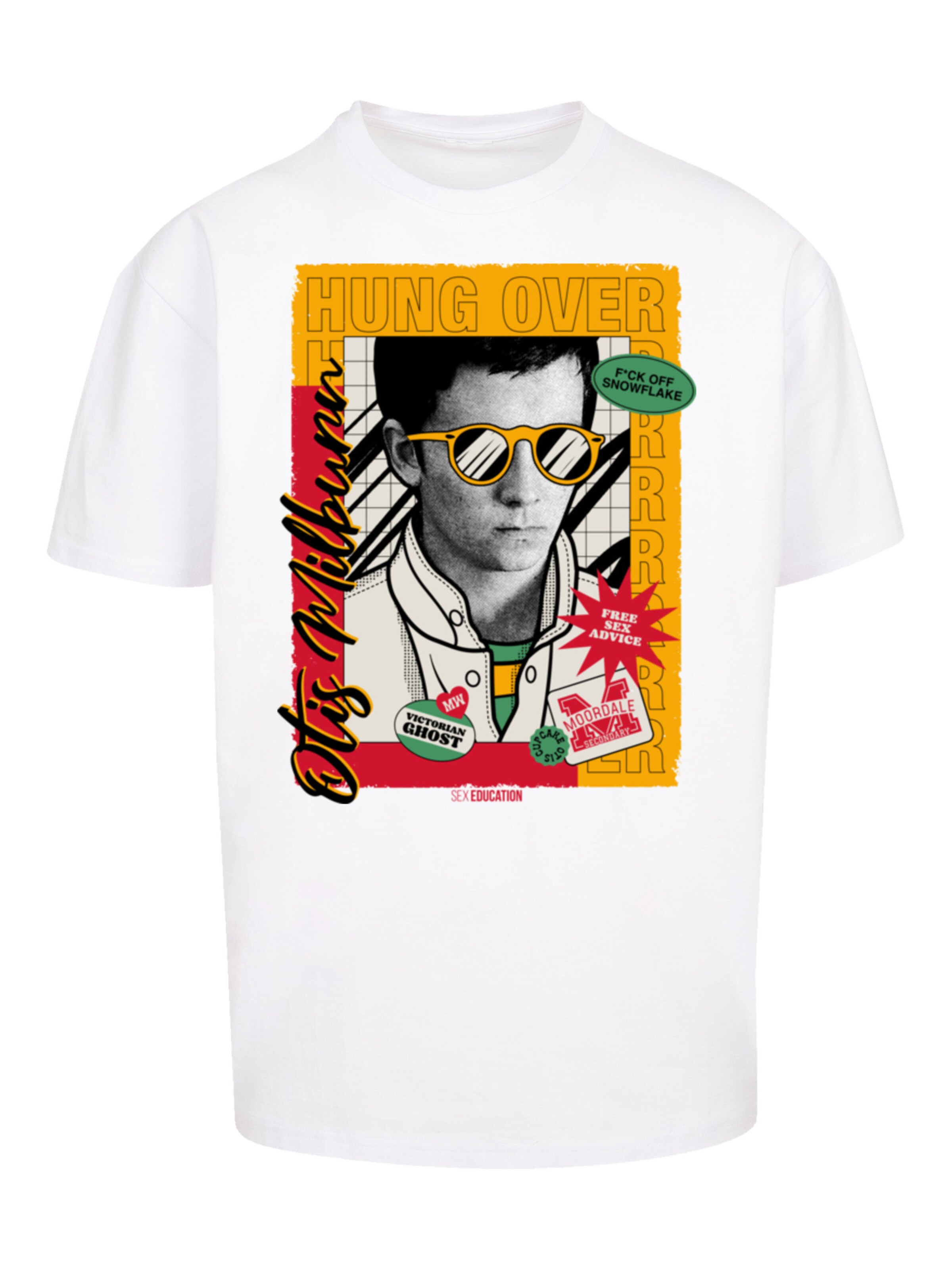 T-Shirt 'Sex Education Otis Hung Over Collage Netflix TV Series' F4NT4STIC en blanc : devant