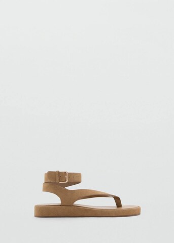 MANGO T-Bar Sandals 'Sue' in Beige