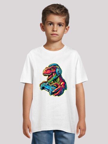 F4NT4STIC T-Shirt 'Dinosaurier Gamer' in Weiß: Vorderseite