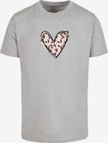 Maglietta 'Valentines Day - Leopard Heart' di Merchcode in grigio: frontale