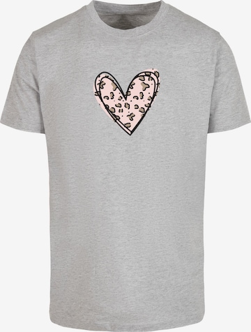 T-Shirt 'Valentines Day - Leopard Heart' Merchcode en gris : devant