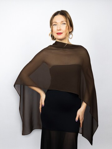 Milanini Atelier - Pañuelo 'Dark Brown Greek-Style Cape | Elegant Evening Wrap' en marrón: frente