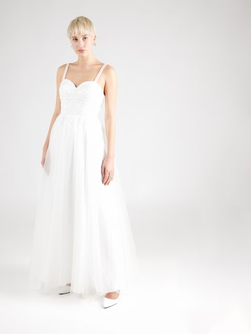 Robe de soirée Laona en blanc : devant