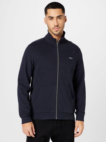 s.Oliver Zip-Up Hoodie in Blue: front