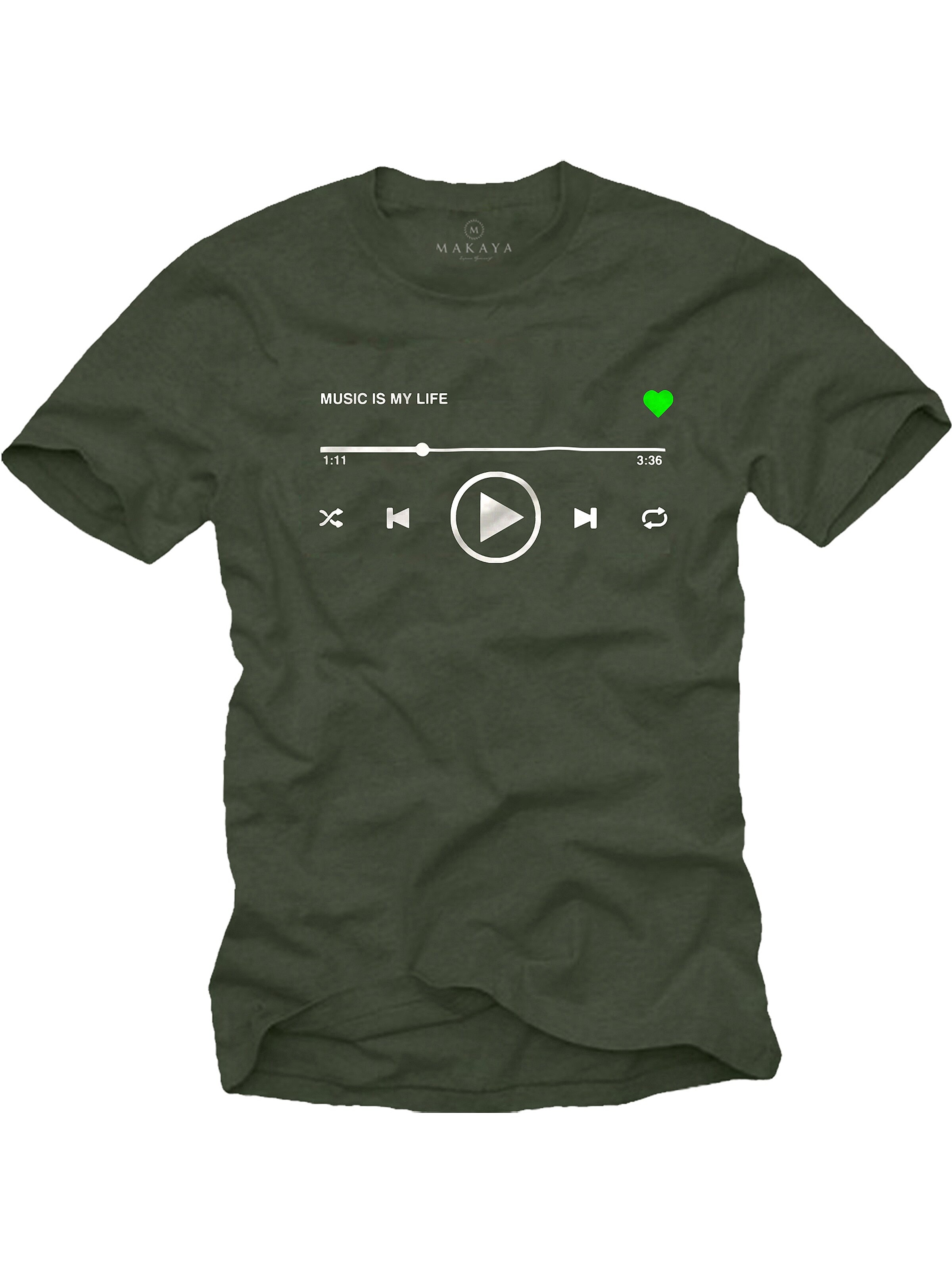 MAKAYA Shirt 'Music Playlist' in Green: front