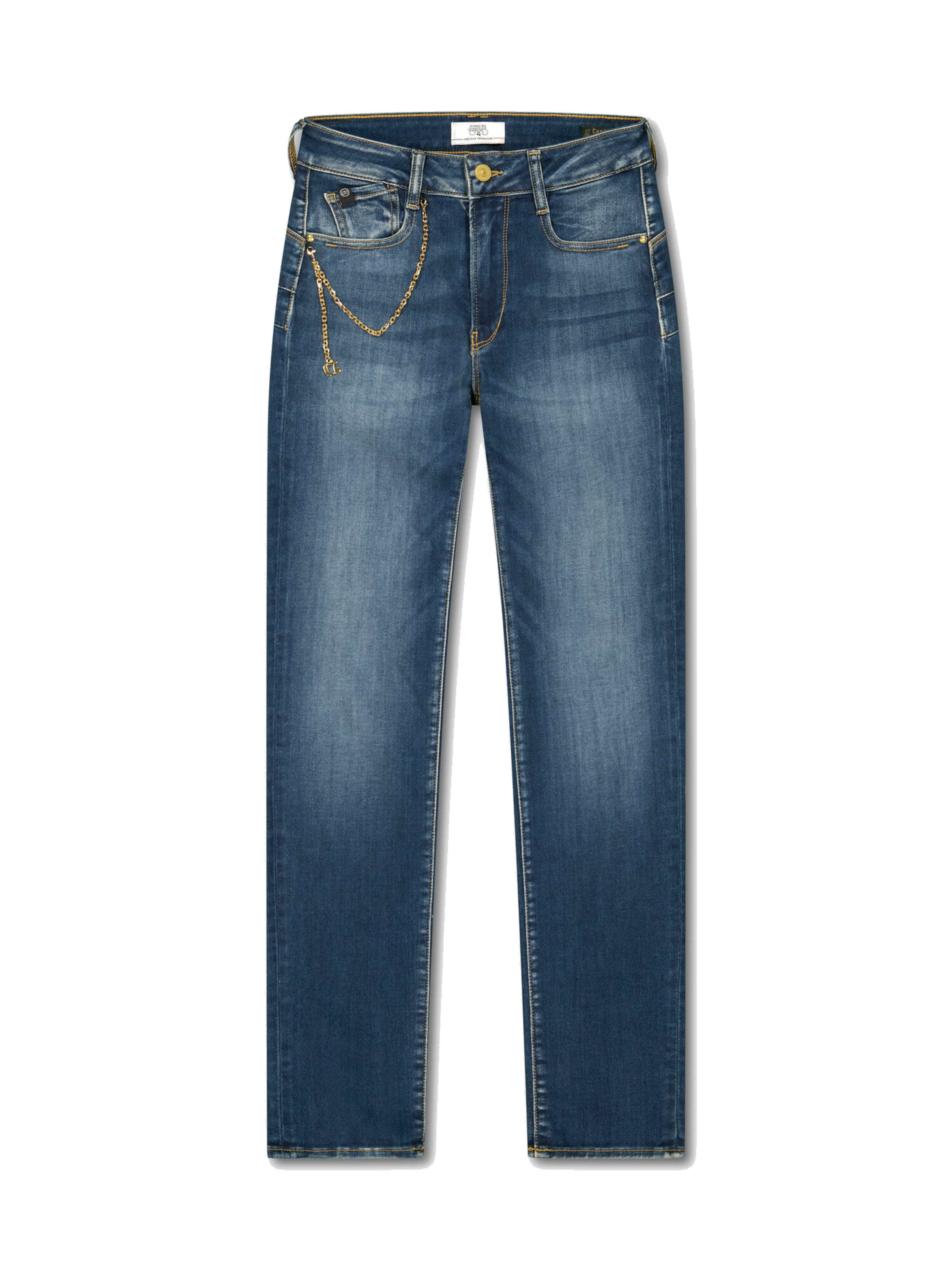 Coupe slim Jean Le Temps Des Cerises en bleu : devant